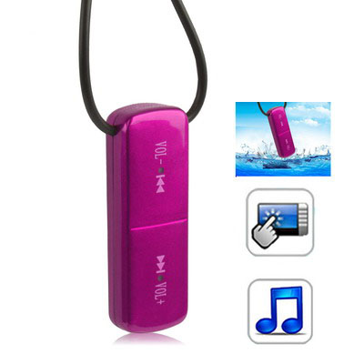 4GB Waterproof IPX7 Touch Button MP3 Player (Magenta) - Click Image to Close